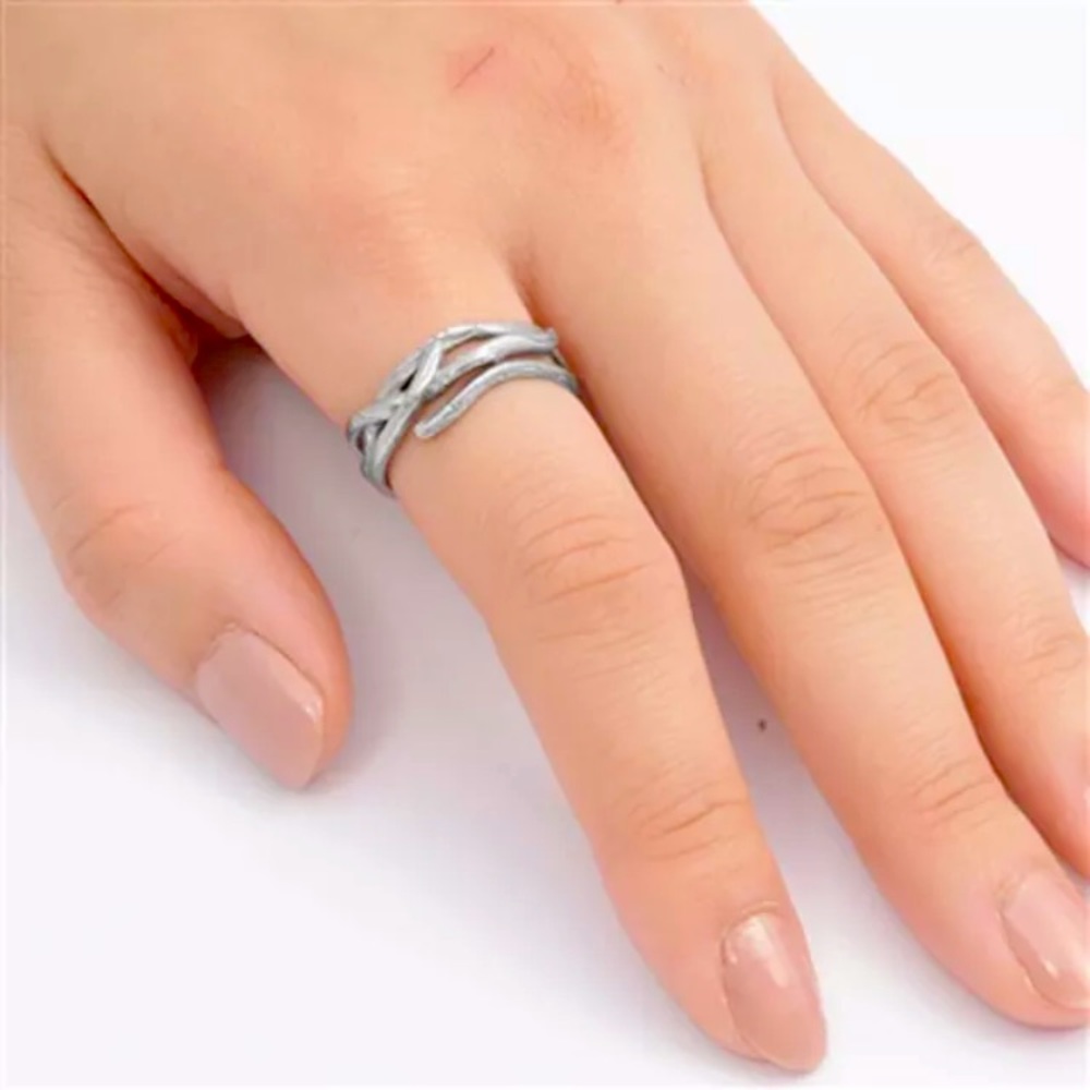 Sterling silver oxidized 
branch design